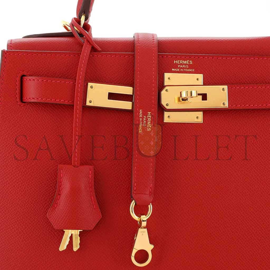 H**mes kelly handbag rouge vif epsom with gold hardware 28 (28*22*10cm)